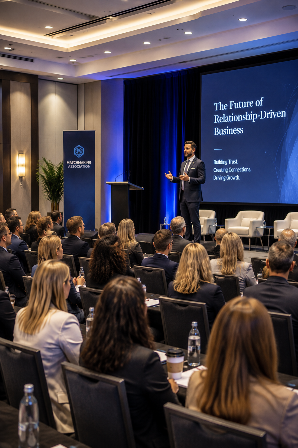 Professional speaker addressing attendees at an industry conference