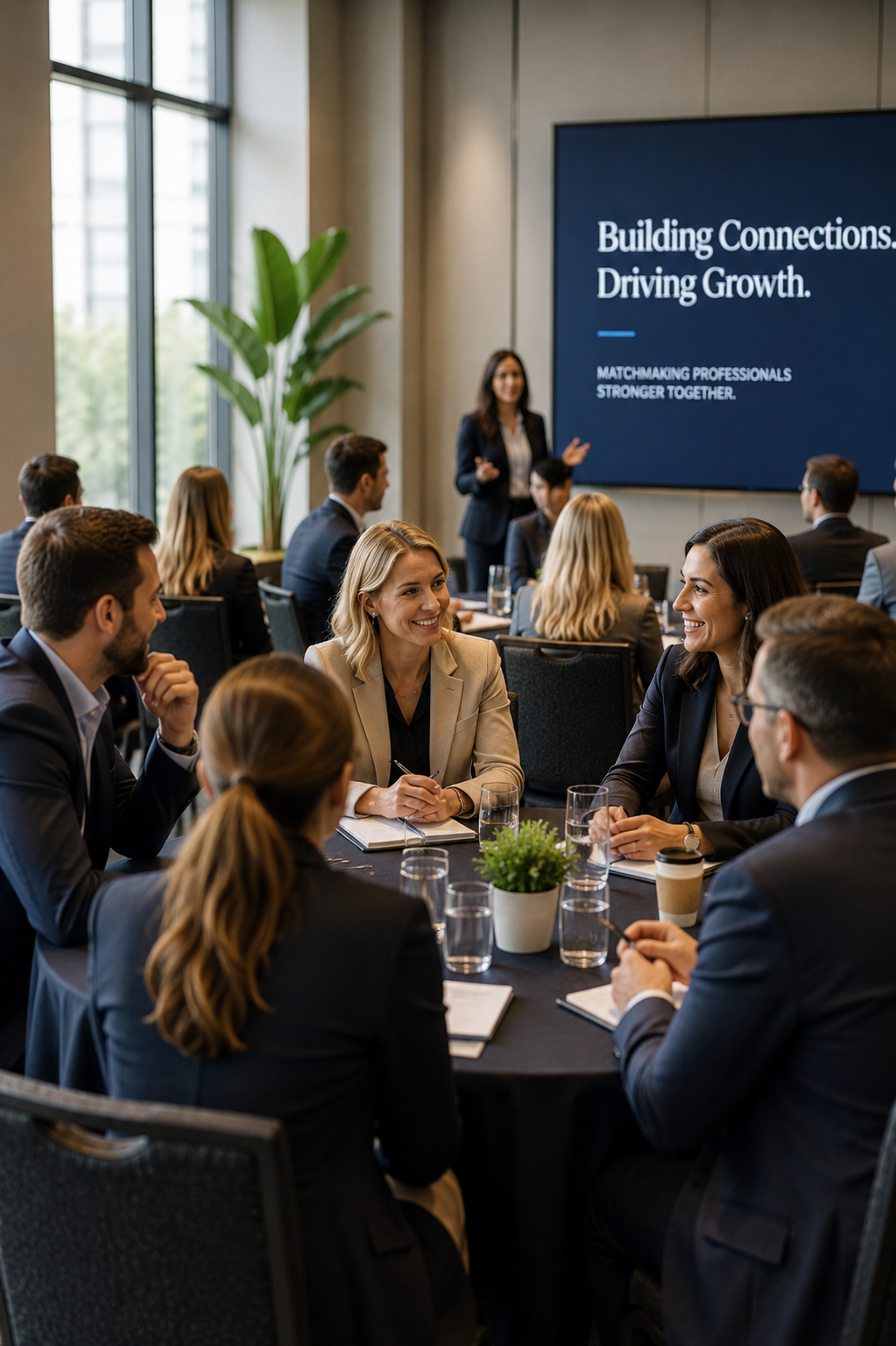 Matchmaking professionals participating in a collaborative workshop