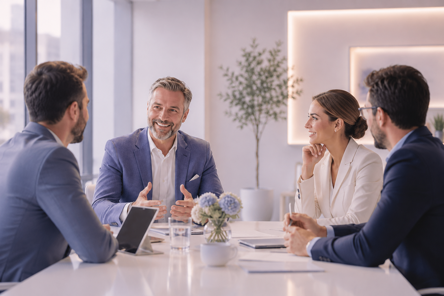 Professionals in a private business meeting